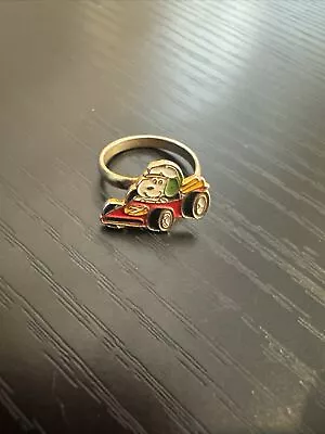 Vintage Peanuts Snoopy Flying Ace Race Car #7 Driving Kids Adjustable Ring • $20