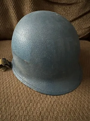 Vintage Military Police MP Helmet M-1 Blue Rear Seam No Liner Navy Army • $112.99