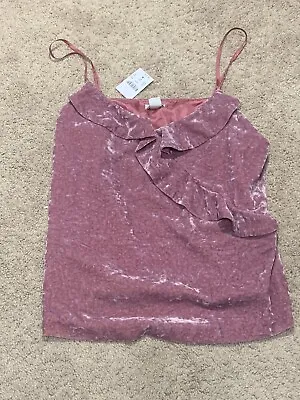 J Crew Womens Shirt Size Small NEW Pink Sleeveless Ruffled Top Lined • $14.99