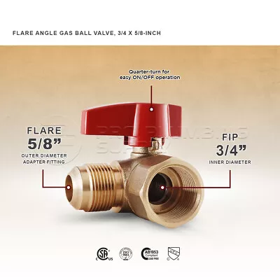 5/8 In X 3/4 In Flare Angle Gas Ball Brass Valve FIP Connections Natural Gas • $11.99