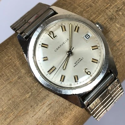 $32.95 • Buy Fine Vintage 1970 (n0) Caravelle Stainless Steel Mens Watch - Runs - Good Timer