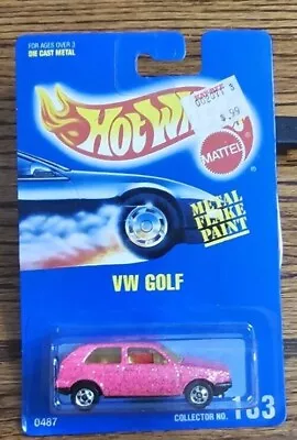 Xtra RARE Hot Wheels 1991 VW Golf 0487 Blue Blister Pack #183 PINK Mint...NEW • $19.50