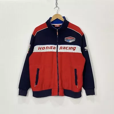 Honda Racing TT Legends Mens Jacket Fleece Navy/Red Size Large Authentic Vintage • £60