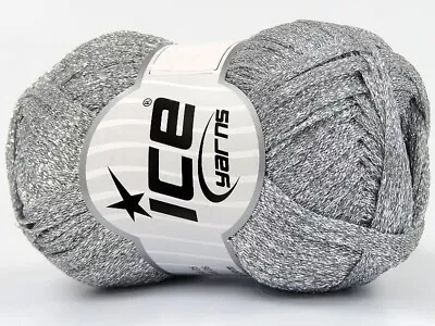 Ice HALLEY Yarn #80549 SILVER BRIGHT METALLIC SPARKLING RIBBON 100% Lurex 50G • $12.99