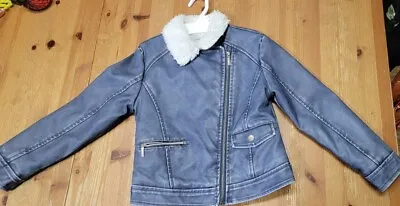 Mayoral Girls Faux Leather/ Denim Effect Biker Jacket Size US 7 - 122 EUR NWOT • $42.99