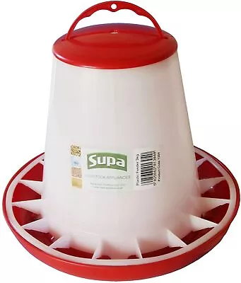 Supa Red & White Plastic Poultry Feeder Cage & Aviary Birds 1 Or 3 Kg • £10.99