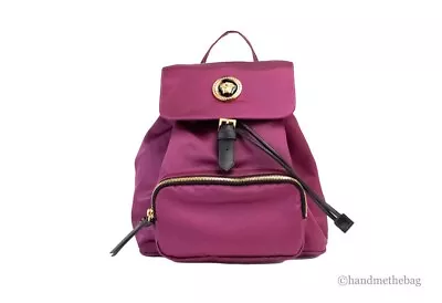 Versace Medium Dahlia Nylon Medusa Pendant Drawstring Backpack Bookbag Bag • $837.74