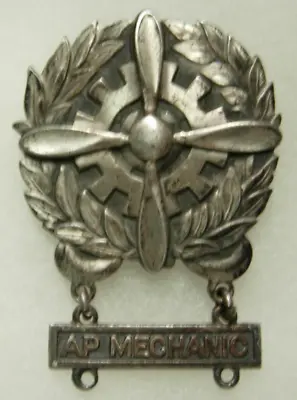 WW2 AAF Sterling Technician Badge  AP MECHANIC  Bar - Air Corps - PB   XB • $75