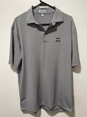 Mississippi State Bulldogs Mens Peter Millar Polo Shirt Gray & White Size Large • $29.99