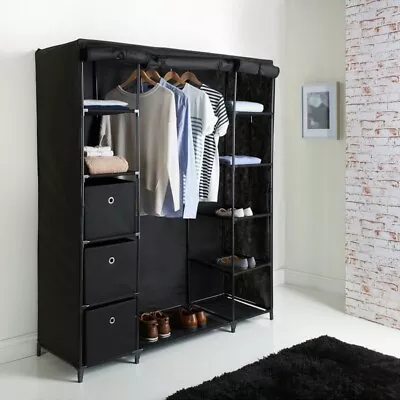 Canvas Wardrobe Charcoal Deluxe Large Canvas Wardrobe • £39.99