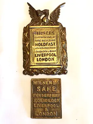 Antique Brass Milners Lock Safe Plaque & Lock Cover Escutcheon • £55