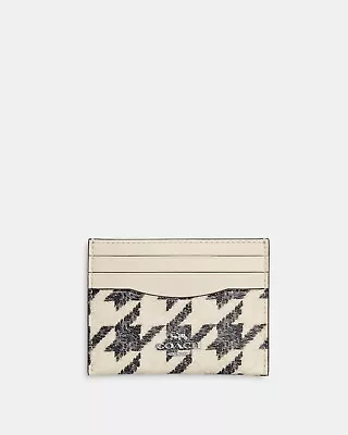 NWT Coach Houndstooth Slim Id Card Case Wallet CJ722 Black Leather Coated Canvas • $30