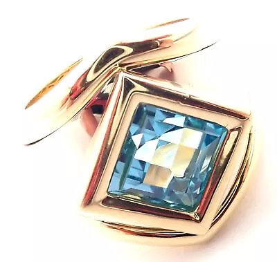 Authentic! Marina B 18k Yellow And White Gold Large Blue Topaz Ring • $3650