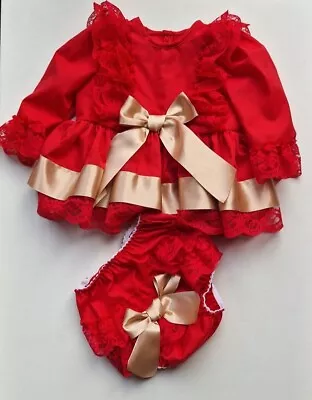 Girls Red Frilly 2-piece Baby Dress Size 12-18 Months • £14.95