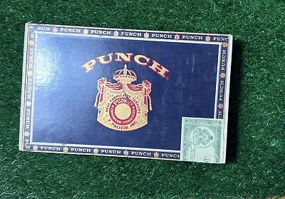 Vtg Cigar Box Handmade Punch Brand Honduras Navy Blue Gold • $5