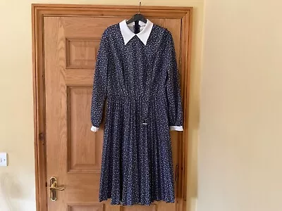 Ladies Vintage Dress. Navy Blue & White. Size 20. From Miss Mary Of Sweden • £20