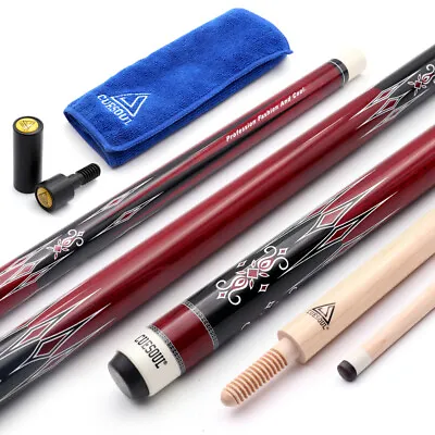 CUESOUL 3 Cushion Carom Billiard Cue 56inch 18ozWooden Joint System-Red • $93.99