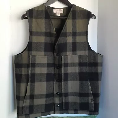 Vintage Cc Filson 100% Virgin Wool Plaid Hunting Vest Size 46 Made In Seattle * • $100