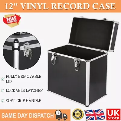 Vinyl Record Album Case 12  LP Storage DJ Retro Flight Case Tool Box Black • £25.99