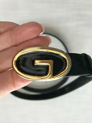 VIntage Gucci Black Womens  Snake/Lizard Skin Leather 36  L Belt 3/4  W • $189.99