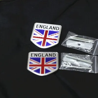 $10.98 • Buy 2x ENGLAND Flag Metal Grille Badge Emblem 3D Edition Turbocharged Twin V6 Motors