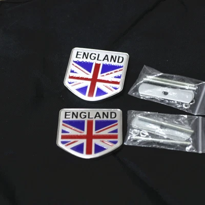 $10.98 • Buy 2x ENGLAND Flag Metal Grille Badge Emblem 3D Edition Turbocharged Twin V6 Motors