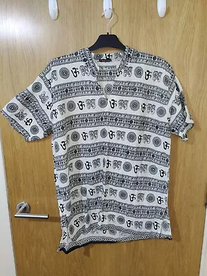 Mens Ethnic Cotton Festival/Hippie/Boho/Travelling/Holiday Indian Shirt White • £8