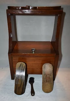 Vintage Shoe Shine Box Wooden Hand Made Bench Box • $39.95