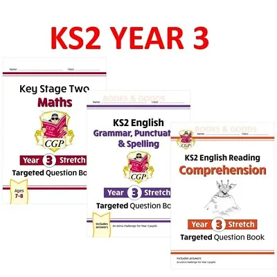 KS2 Year 3 Maths English Comprehension Targeted Question Books Stretch Ages 7-8 • £17.99