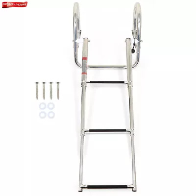 Stainless 3-Step Steel Ship Ladder With Handrails For Marine Yacht Swimming Pool • $68.85