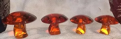 Lot Of 4 Vintage MCM Viking Glass Mushroom Paperweight Orange Persimmon Read • $425