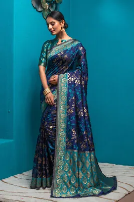 $57 • Buy New Indian Banarasi Silk Jacquard Woven Saree Designer Wedding Party Wear Sari