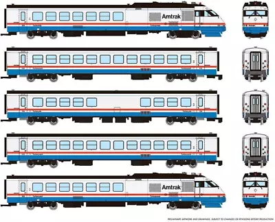 Rapido N Scale ~ New 2024 ~ RTL Amtrak Turboliner ~ DC Silent ~ Set #4 ~ 525004 • $358.23