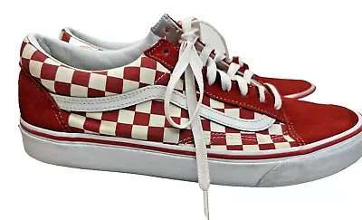 VANS Old Skool Red White Checkered Lace Up Athletic Skater Skateboard Shoe • $23