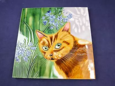 Ceramic Picture Tile Plaque Ginger Tom Cat 8 X 8 Inches. • £19.96