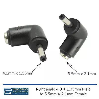 £3.99 • Buy Right Angle 4.0mm X 1.35mm Male Plug To 5.5mm X 2.1mm Female Jack DC Connector