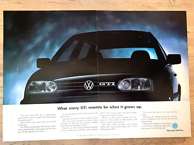 VW GOLF GTi 16v ORIGINAL FRAMEABLE WALL ART CAR ADVERT • $18.94