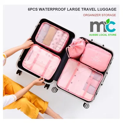 $24.99 • Buy 6Pcs Waterproof Compression Packing Cubes Large Travel Luggage Organizer Storage