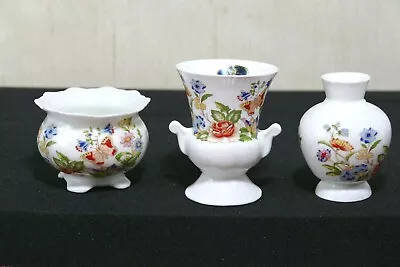 £1.99 • Buy 3 Vintage Aynsley Cottage Garden 2 Mini Vases 1 Open Sugar Bowl