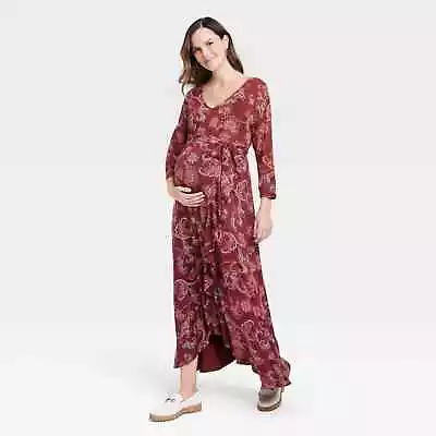 3/4 Sleeve Knit Maternity Dress - Isabel Maternity By Ingrid & Isabel Red Floral • $19.24