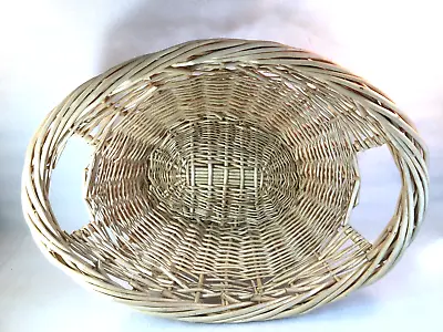 Vintage Large Woven Wicker Cane Oval Laundry Basket W/Handles • $56