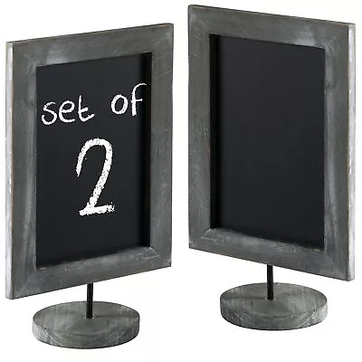 MyGift Set Of 2 Vintage Gray Wood Framed 11 Inch Tabletop Chalkboard Signs • $24.99