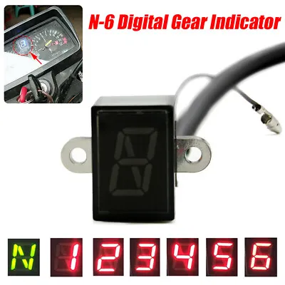 LED Motorcycle Gear Indicator Light N-6 Speed Shift Clutch Lever Gauge Universal • $12.99