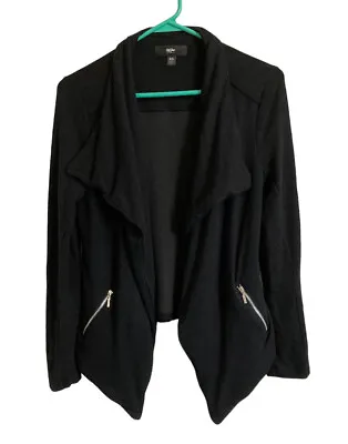 Mossimo Womens Size XS Jacket  Black Open Front Zip Pockets Long Sleeve • $9.34