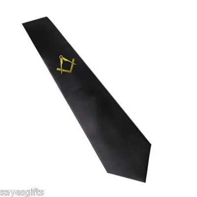 Gold Masonic Printed Design Without G On Black Neck Tie • $9.85