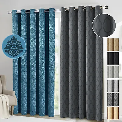 £16.99 • Buy Thick Thermal Blackout Curtains Eyelet Ring Top Pair Of Ready Made Curtain Panel