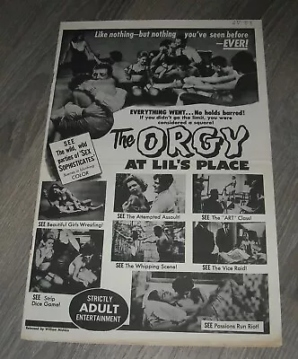 The ORGY At LIL's PLACE PROMO MOVIE PRESSBOOK 1967 SEXPLOITATION • $9.99