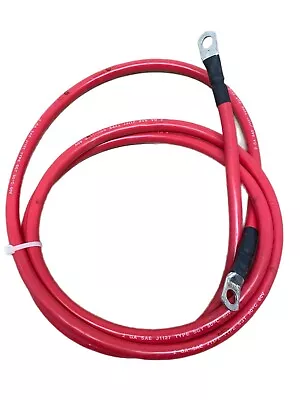 2 AWG Copper 7'  Red Battery Cable  3/8  Lugs Wire  Marine Inverter RV • $21.95
