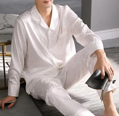 SILKPEACE 2nd Item FREE SHIP Mens Silk Satin Pajamas Set Lounge Pants Pocket PJ • $19.78