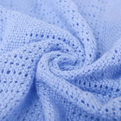 Blue Cellular Blanket Cotton Soft Cozy Pram/Trave Cot/CotBed/Single/Double/King. • £8.99